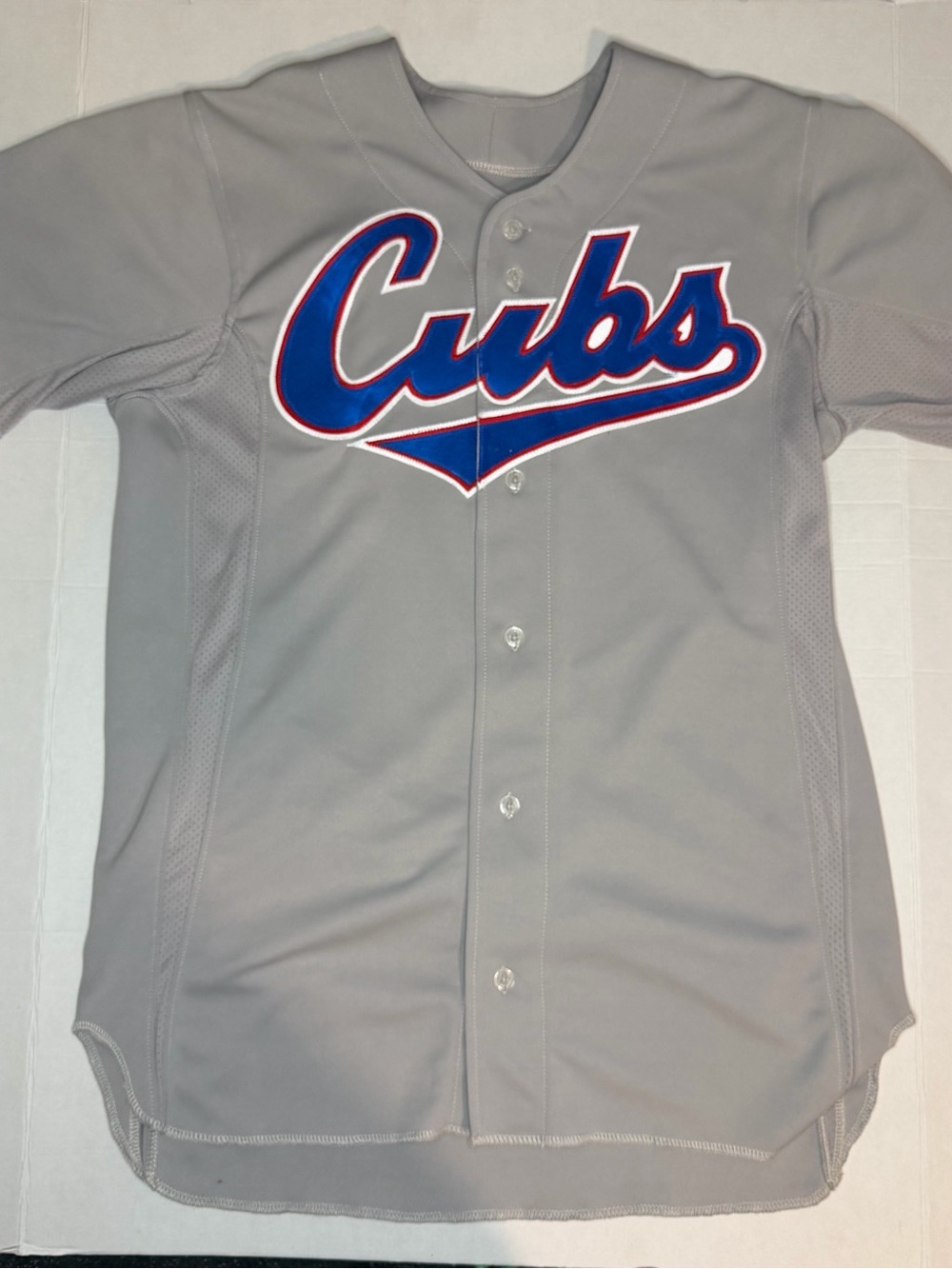 Cubs Grey Button-Front Baseball Jersey